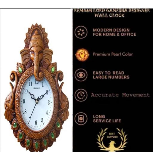 Lord Ganesha Analog Wall Clock – Elegant Home Decor